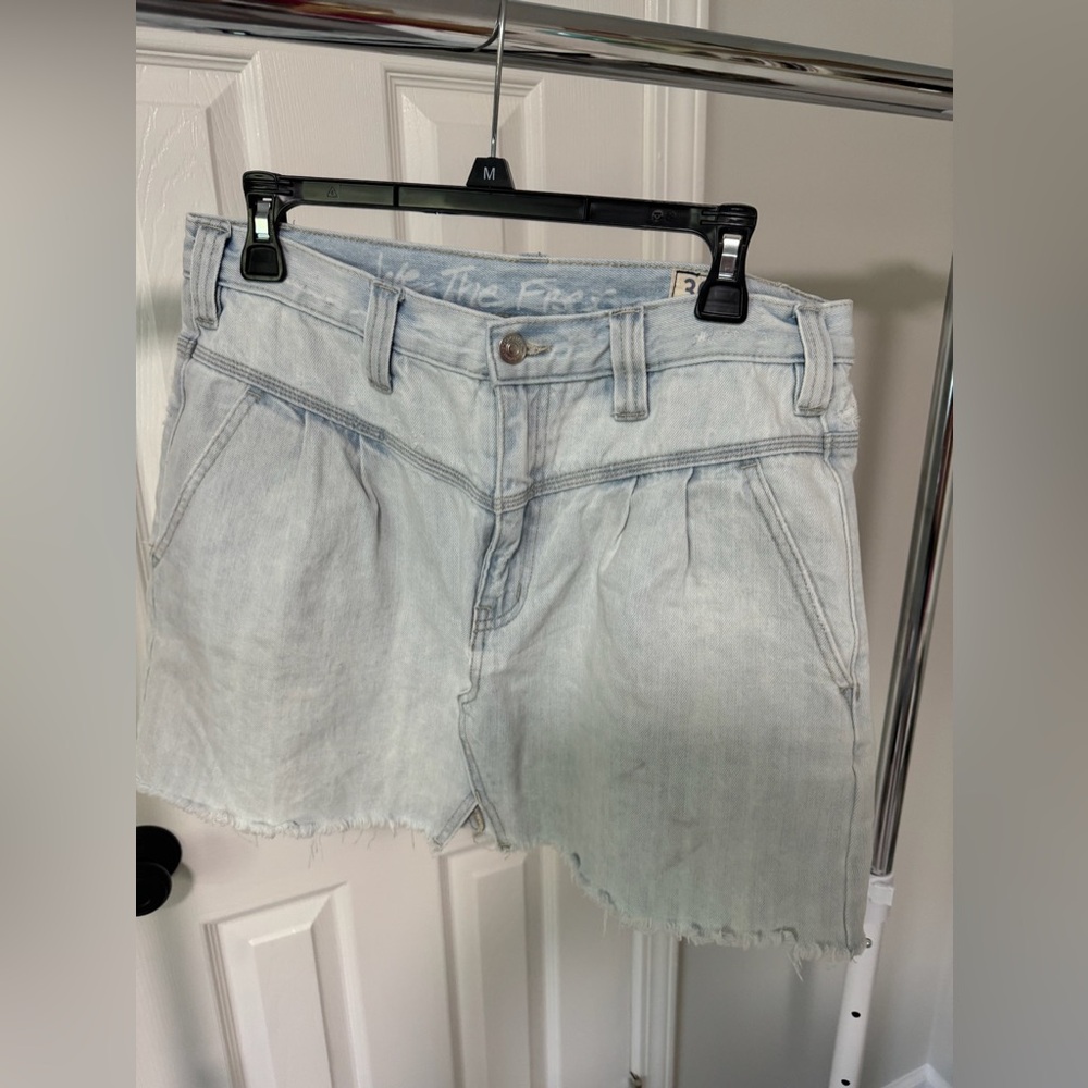 Free People Light Wash Jean Mini Skirt
